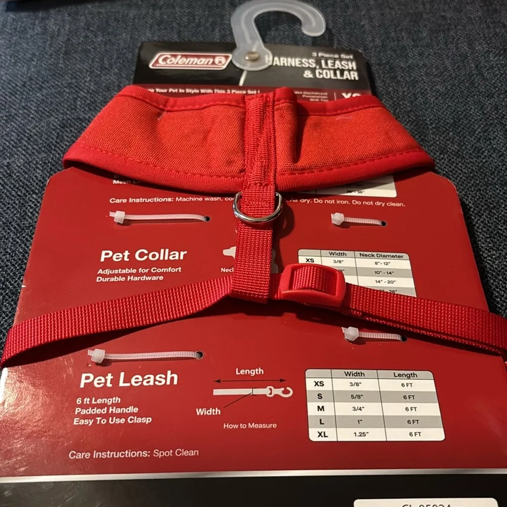 Coleman Red 3 Piece Dog Harness, Leash & Collar Set in Size XS BNWT - Picture 7 of 12